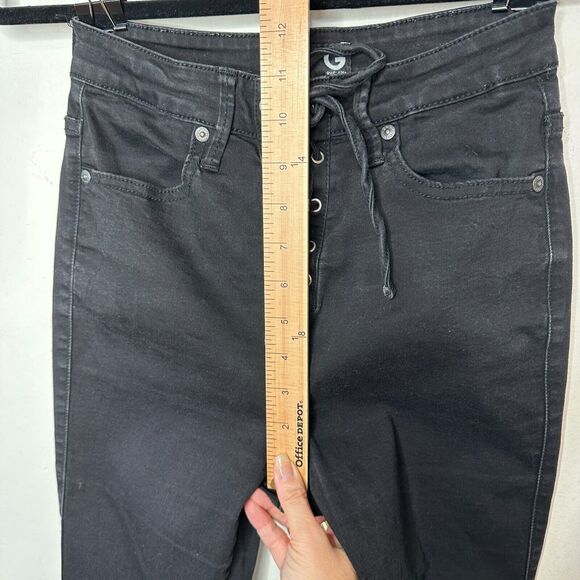 G By Guess Edgy Stone Black Lace-Up Front High Waist Stretch Skinny Jeans 28 - Picture 6 of 12